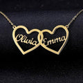 Double Heart Personalized Name Necklace